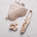 Champagne gold faux silk sleep set including eye mask, scrunchie and headband - Apricot