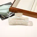 Iridescent rectangular claw clip with mother-of-pearl finish for elegant hair styling - PVC 10.5cm Rectangular - Iridescent Grey