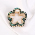 Elegant green and gold marble floral hair claw clip on white silk fabric background - Five-Petal Flower / Green Gold Marble