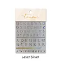 Adesivi per unghie con lettere inglesi argento laser ed effetto olografico vintage - Argento laser