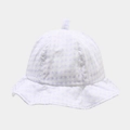 Cappello alla pescatora a scacchi azzurro traspirante con tesa ondulata per bimbi - Bianco