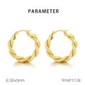 Vista detallada de pendientes de aro retorcidos en oro de 18K, 30x5mm y 12g - Dorado (KE111350-KFC)