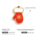 Christmas glove pendant in red and gold stainless steel with snowflake patterns - Christmas Mitten (PJ91137)