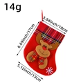 Small red felt Christmas stocking candy bag with reindeer doll and plaid trim detail - Deer