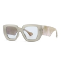Modern oversized square sunglasses in grey marble texture for women - Cream Grey