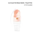 Peach pink ice cream shaped portable pet water bottle with lanyard and grid texture - 280ml / Peach Pink