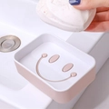 Pink and white double-layer smiley face soap dish with drainage for bathroom - Layered Style / Khaki