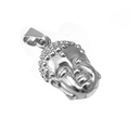 Silver-finished Buddha head pendant in polished stainless steel for necklaces - Pendant Only / Silver