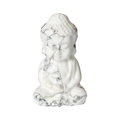 Sitting Buddha statue carved from white marble stone with grey veined texture finish - White Turquoise