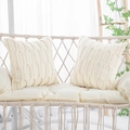 Set of two cream white plush pillow covers with geometric 3D hexagonal texture pattern - 18x18 Inch / White Hexagon