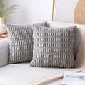 Trama dettagliata delle federe per cuscini in velluto a coste grigio sul divano - 45*45cm (Cuscino non incluso) / Grigio