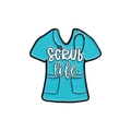 Blue enamel medical scrub top brooch with Scrub Life text for doctors and nurses - Blue Scrub Uniform (QHXZ2081)