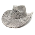 Cappello da cowboy western classico con motivo serpente grigio e tesa larga - M(56-58cm) / Grigio