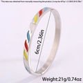 Titanium steel heart enamel bangle in silver finish with colorful drip glaze options - Silver Rhombus Enamel
