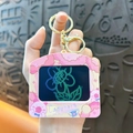 Cute pink Capybara keychain with rotating face and golden clasp for bags - Writing Board - Pink