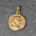 Roman coin pendant in 18K gold plated stainless steel with embossed portrait - B05-1988 DOS PESOS