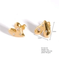 Vintage 18K gold plated heart stud earrings in stainless steel with crystal accents - E664-58(Small Heart Zirconia)