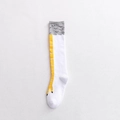 Funny white over-the-knee socks featuring yellow chicken feet pattern and grey cuff detailing - White Short (Bulk)