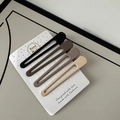 Detailed set of four matte coffee-tone hollow duckbill hair clips on display card - Waterdrop Style / Set of 4