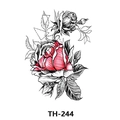 Waterproof temporary tattoo sticker featuring red rose and geometric triangle, style TH-244 - Th-244 / 210*148mm