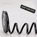 Black 1cm ribbed ribbon with white Just For You text on a professional spool - 1CM Grosgrain Ribbon [Black just] 40 Yards