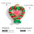Christmas heart charm with red green enamel spiral stripes in hypoallergenic alloy - Spiral Stripe Heart (PJ92615)