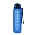 Borraccia sportiva blu opaca da 1000ml con indicatori temporali e frasi motivanti - Blu
