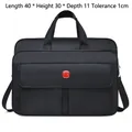 Large 20-inch black business briefcase in durable waterproof Oxford fabric with shoulder strap - Black Red Logo (40cm/Swiss Shield Logo)