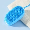 Brosse de douche en silicone bleu avec picots de massage et corde de suspension - Emballage en sachet / Bleu