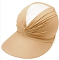 Dames strand zonnehoed in beige goud van elastische stof met een brede rand outdoor - Beige