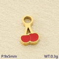 Pendaglio a ciliegia dorato con smalto rosso per gioielli fai da te, 9x5mm e peso 0,3g - Stile Ciliegia con Anello (KLJ9624-ZLA)