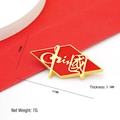 Porte-clés chinois en métal émaillé rouge et or avec caractères chinois - Broche Chine