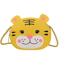 Mini runde Cartoon Tiger Umhängetasche für Kinder in Gelb mit goldener Kordel - Gelber Tiger