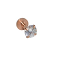 Piercing de acero inoxidable oro rosa con circonita redonda y parte trasera plana - Oro Rosa Circonita Blanca