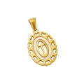 Pendentif doré en acier inoxydable avec lettre T sur incrustation de nacre - Lettre T (Pendentif Seul)