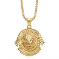 Golden Lion International relief pendant necklace with stainless steel square link chain - Gold Pendant Only