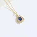 Vintage water drop necklace with gold chain and sapphire blue crystal pendant - Blue