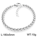 Bracelet chaîne en acier inoxydable argenté poli avec fermoir mousqueton et extension réglable - Argent-180x5mm(KB208482-GC)