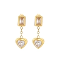 Eleganti orecchini a cuore in zirconia placcati oro 18K con finitura lucida - Orecchini bianchi (KE112558-SP)