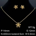 Conjunto de joyas de acero inoxidable dorado con collar y pendientes de copo - Dorado (KS128899-KFC)