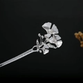 Silver ginkgo leaf hair pin with delicate white pearls for traditional hairstyles - Ginkgo Leaf Pearl Decoration (F397)
