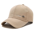 Khaki baseball cap for men made of twill cotton with side logo and metallic shield detail - Adjustable / Light Beige