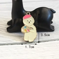 Enamel dog charm with pink hat and palette, alloy jewelry accessory 3.5cm x 1.7cm - 1.7CM×3.5CM / Painter Dog