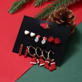 Christmas earrings set featuring festive reindeer, bells, and holiday charms for women - 6 Pairs/Set Snowman Flower Shoe Hat Heart