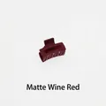 Close-up of matte burgundy hollow square hair claw clip with frosted texture detail - Matte Wine Red