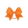 Detail of bright orange grosgrain ribbon bow hair tie with textured ribbed fabric - Bright Orange (9)