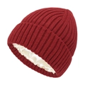 Bonnet en maille côtelée rouge foncé avec doublure en satin blanc pour protéger les cheveux - Bordeaux