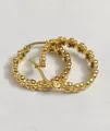 Elegant gold flower hoop earrings made of stainless steel with floral petal textures - Amleh020