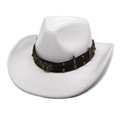 Dettaglio cappello da cowboy bianco con stemma di aquila e proiettili decorativi - M (56-58cm) / Bianco