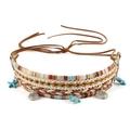 Bohemian braided choker with sea shells and starfish charms in earthy tones - 19-Shell Starfish Color Braided